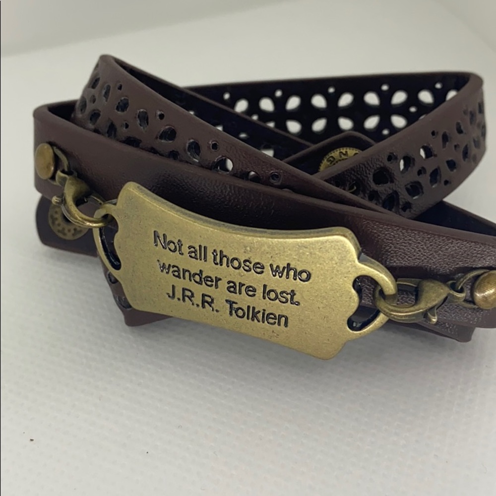 Handmade Faux Leather Bracelet J.R.R Tolkien quote